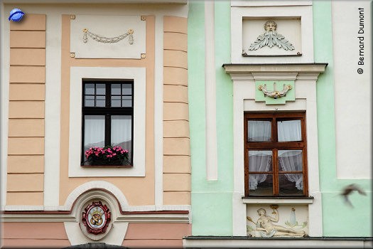 Banská Bystrica, colourful houses at SNP square