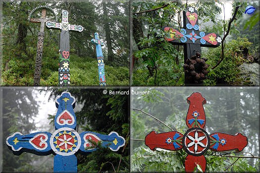 High Tatras : crosses in the "symbolic cemetery" by Popradské Pleso tarn