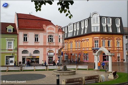 Poprad, colourful houses of St.Egídia square (Námestie sv. Egídia)